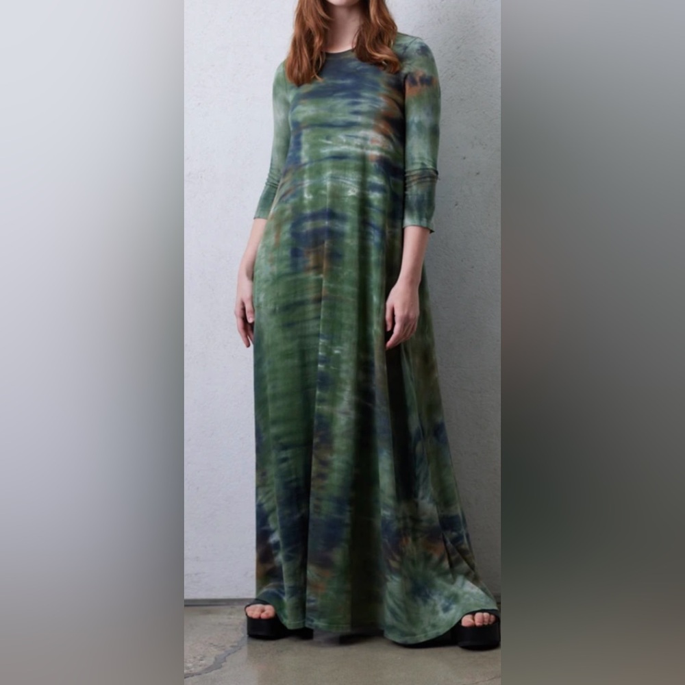 Raquel Allegra Green Tie-Dye Maxi Dress